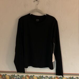 Frame Denim Long Sleeve Baby Tee, Size XL, Black, NWT